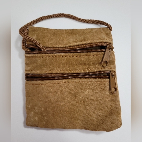 Vintage Tan Suede Zippered  Change Purse - Picture 3 of 8